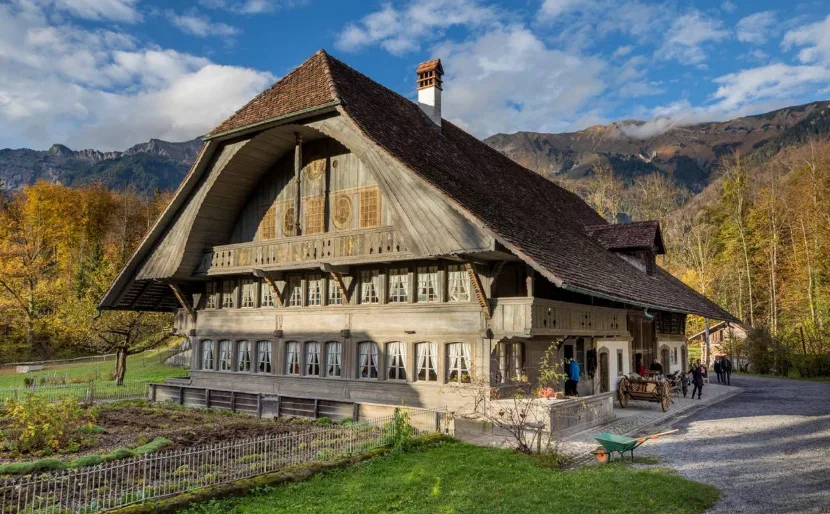 A historic Bernese farmhouse at the Ballenberg open-air museum